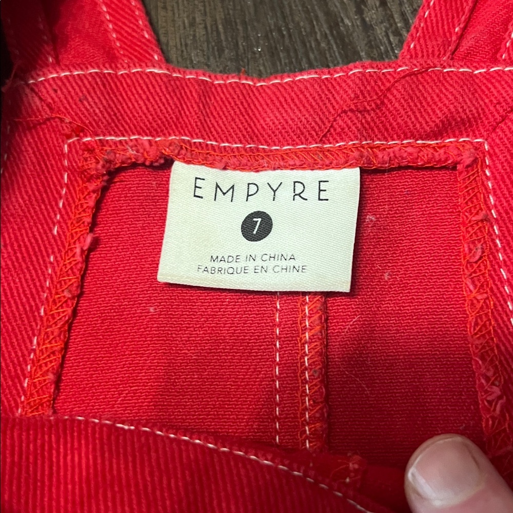 🚺 7 US (XS/S) — Vintage Empyre Denim Skirtall [BRIGHT RED] - Picture 4 of 10